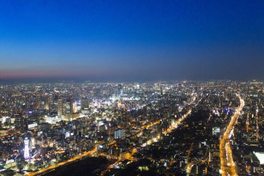 Tokyo şehrinin gece manzarası 