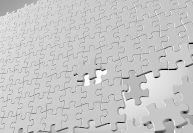 Beyaz arkaplandaki yapboz parçalarını kapat