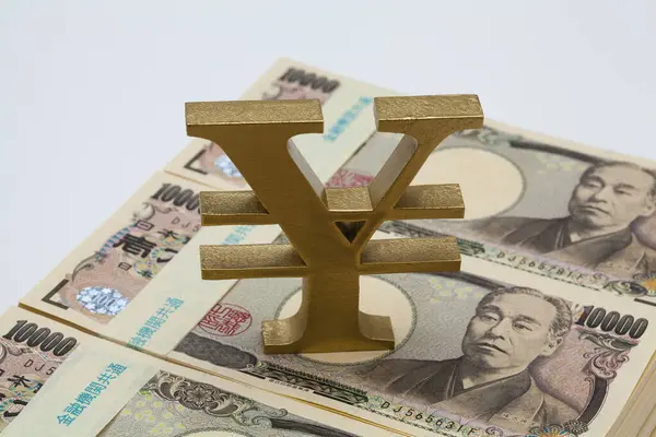 Yen Teken Japanse Yen Bankbiljetten — Stockfoto