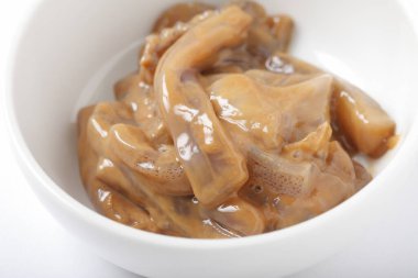 Shiokara mürekkep balığı yemeği, tuzlu terbiye edilmiş kalamar.