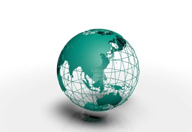 Beyaz arka plan üzerinde 3D dünya dünya 