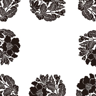 Dekoratif elementlerle güzel siyah beyaz çiçek arkaplanı        