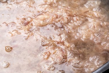 Kabarcıklarla kaynayan deniz yosunları.