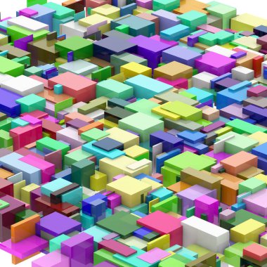 Beyaz arkaplanda soyut 3 boyutlu küpler