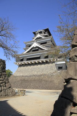 Kuzey Kyushu, Japonya 'daki Kumamoto Kalesi' nin ünlü peyzaj klasik binası.