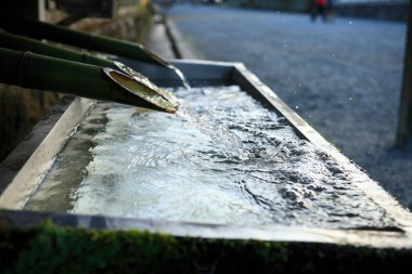 Parkta akan çeşmenin yakınında.