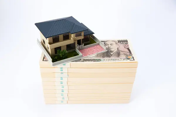 Dom Model Japońskie Pieniądze Jena — Zdjęcie stockowe