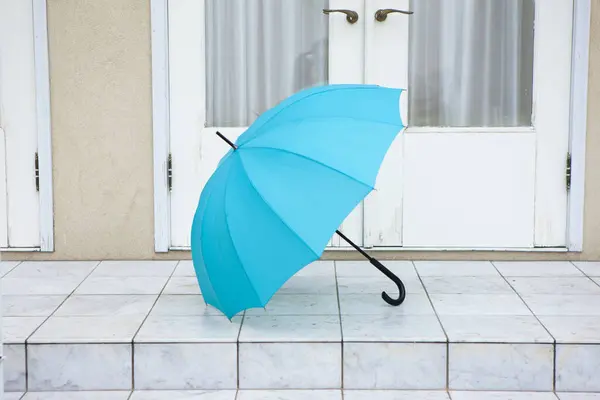 Blue Metal Umbrella Floor — Stock Photo, Image