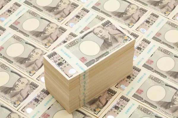 Японская Валюта Иена Банкноты Монеты Финансовый Фон — стоковое фото
