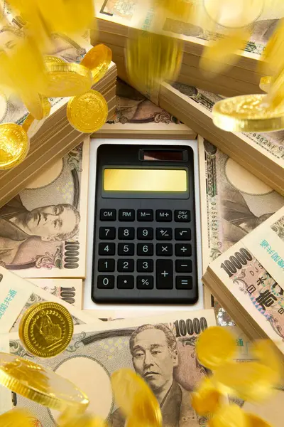 Calculator Japanese Yen Money Background — Stock Photo, Image