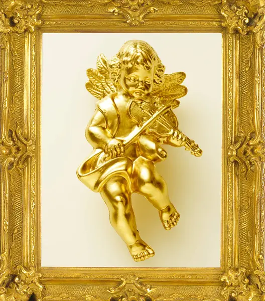 Golden Angel Statue Background Close — Stock Photo, Image