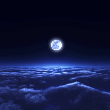 Bulutlu gece gökyüzü ve dolunay