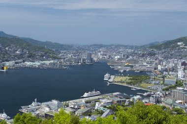 Nagasaki Japonya Panorama Liman Kenti Görünümü Kyushu Seyahat Turizmi