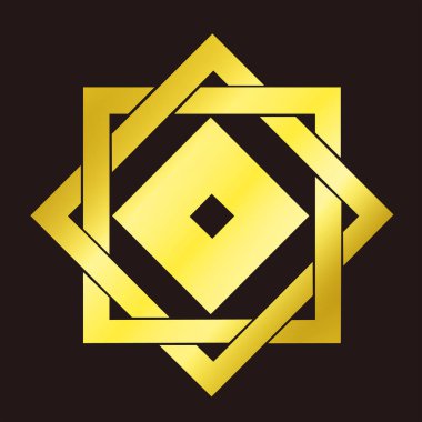 Geleneksel Japon aile arması logosu altın rengi gösteriyor