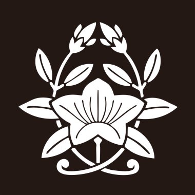 Geleneksel Japon aile arması logosu çizimi, çiçek elementleri