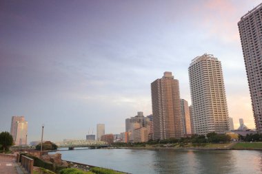 Gün batımında, Japonya Tokyo şehir manzarası