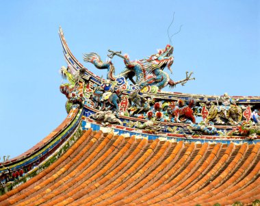 Çatı döşemesi olan geleneksel Japon evi