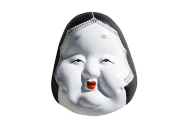Maske Okame arka planda, kapat