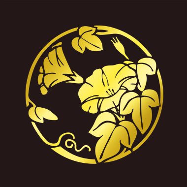 Geleneksel Japon aile arması logosu altın rengi gösteriyor