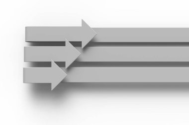 Beyaz üzerinde çizgiler olan okların 3d çizimi.