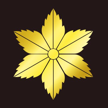 Geleneksel Japon aile arması logosu altın rengi gösteriyor