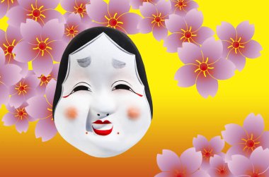 Kadın tiyatrosunun geleneksel Japon kültür maskesi. Tamam.