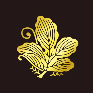 Geleneksel Japon aile arması logosu altın rengi gösteriyor
