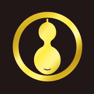 Geleneksel Japon aile arması logosu altın rengi, çiçek elementleri.