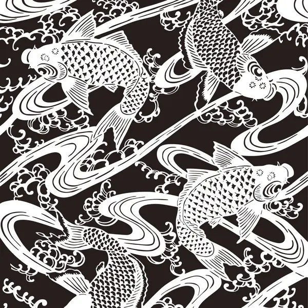 Carta Giapponese Stile Arte Con Pesce Koi — Foto Stock