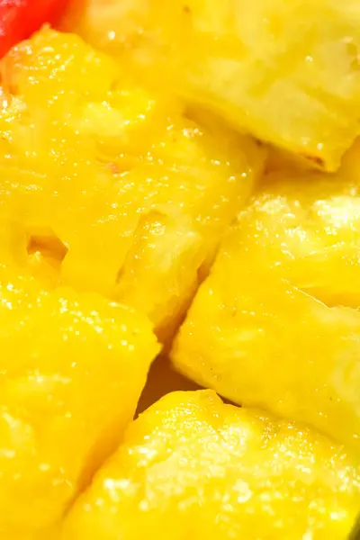 Kawałki Świeżego Ananasa Plasterkach Makro Zdjęcie — Zdjęcie stockowe
