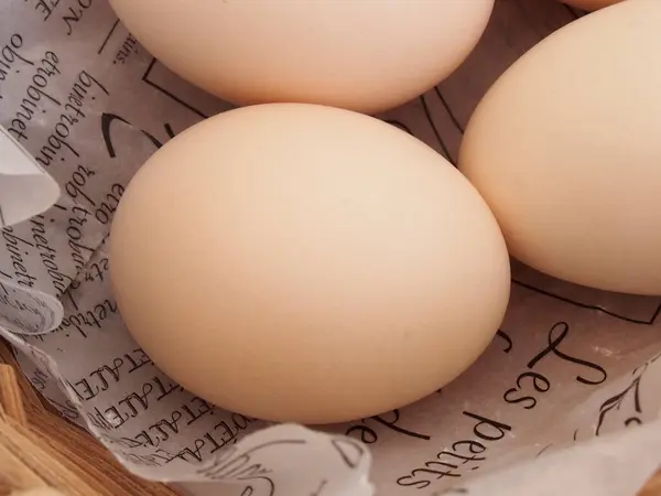 Primer Plano Los Huevos Una Cesta — Foto de Stock