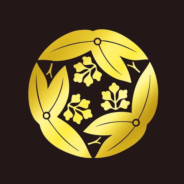Tradycyjne Japońskie Logo Herbu Rodziny Ilustracja Złotego Koloru Elementy Kwiatowe — Zdjęcie stockowe