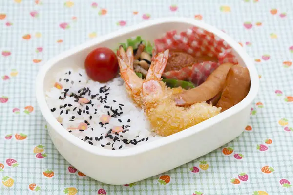 Fried Shrimps Rice Vegetables — Fotografia de Stock