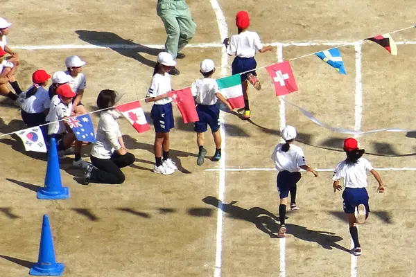 Вид Воздуха Спортивный День Начальной Школы Японии — стоковое фото