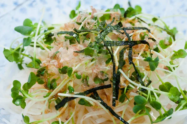 Salade Avec Microgreens Graines Mauvaises Herbes — Photo