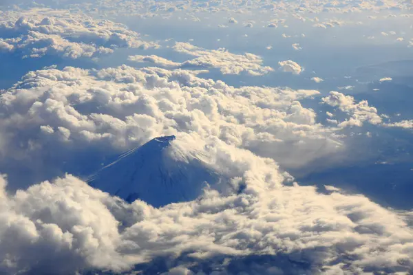 Montagna Fuji Nuvole Giappone Vista Aereo Immagine Stock