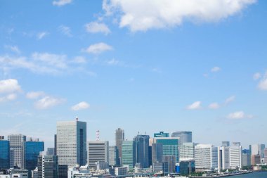 Tokyo şehir manzarası gökdelenler ve gökdelenler güneşli bir günde                      