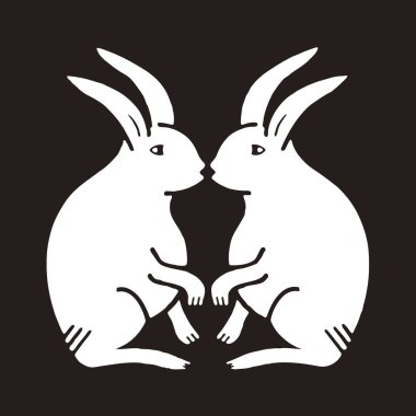 Geleneksel Japon aile arması logosu, tavşanlar