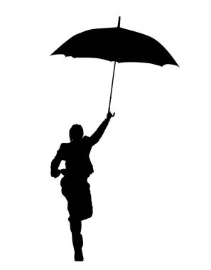 şemsiye ile kadın silüeti.