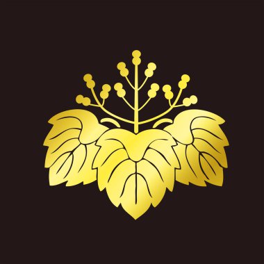 Geleneksel Japon aile arması logosu altın rengi gösteriyor