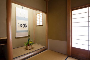 Geleneksel Japon evi iç mimarisi.