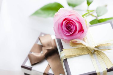 Gül ve kurdeleli hediye kutuları