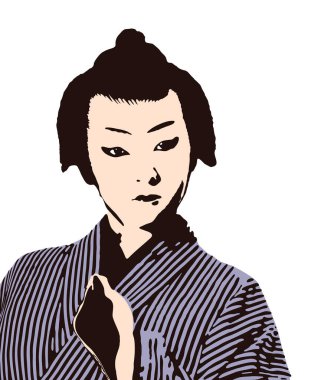 Kimono giyen Japon kadının resmi.