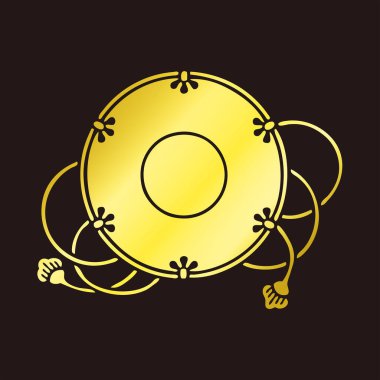 Geleneksel Japon aile arması logosu altın rengi gösteriyor