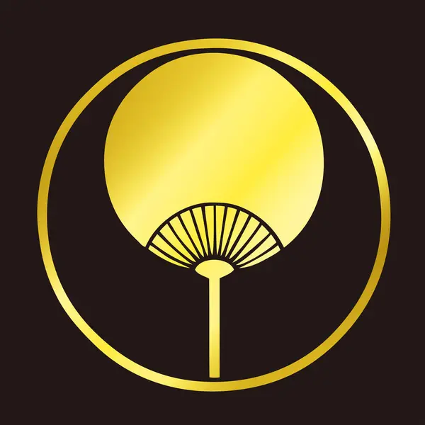 traditional Japanese family crest logo illustration of golden color