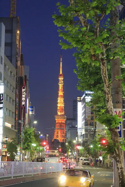 Gece Tokyo Kulesi Japonya Nın Başkentinde Tokyo Kulesi — Stok fotoğraf