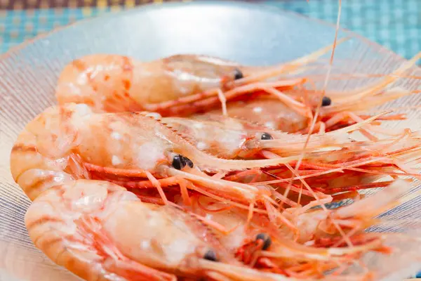Shrimps Table Seafood Background — Stock Photo, Image