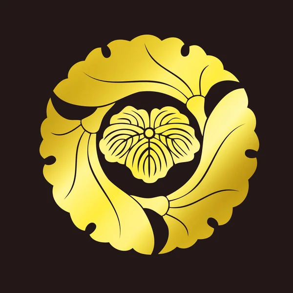 Traditionnel Japonais Famille Emblème Logo Illustration Couleur Dorée — Photo