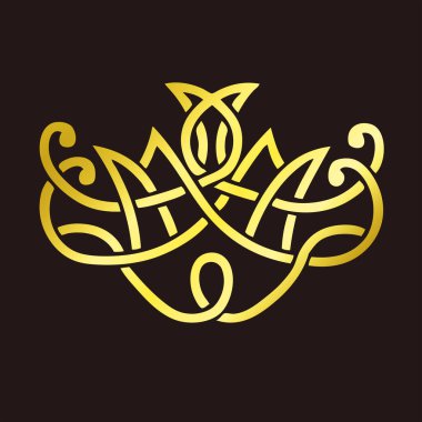 Geleneksel Japon aile arması logosu altın rengi gösteriyor