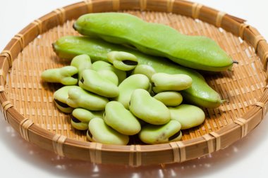 Taze yeşil fasulye kabukları, yakın görüş